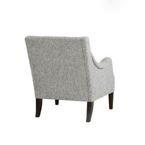 English Elm Button Tufted Upholstered Accent Chair with Morocco Wood Legs for Living Room Grey B03548268