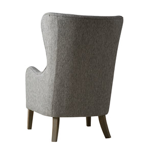 English Elm Arianna tufted swoop wing chair with espresso birch legs, plush high-density foam seat comfort Grey 33.5 L x 34 W x 28 H B03548246