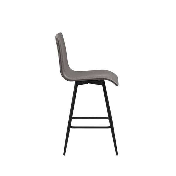 English Elm Faux INK+IVY Adams Faux Leather Swivel Counter Stool in Grey with Matte Black Base, 360° Rotation, 300 lb Capacity B03548401