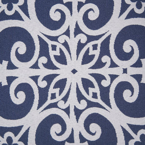 English Elm Kirby Navy Fretwork Push-Back Recliner Chair with Rolled Arms, Solid Wood Legs, Removable Cushion B03548664