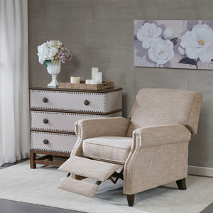 English Elm Push Julian Push Back Recliner with Silver Nailhead Trim, High-Density Foam, Solid Wood Frame and Legs Sand 27.75 L x 32 W x 29.75 H B03548630