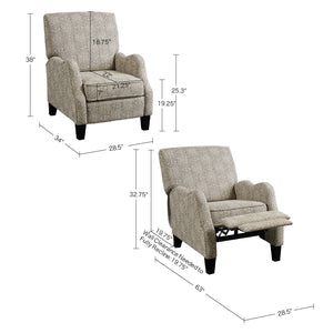 English Elm Push Julian Push Back Recliner with Silver Nailhead Trim, High-Density Foam, Solid Wood Frame and Legs Beige Multi 29.25 L x 32.5 W x 26 H B03548631