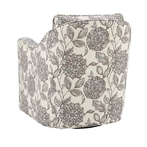 English Elm Brianne Wide Seat Swivel Arm Chair with Black Metal Base, Polyester Upholstery, Double Piping Trim B03548627