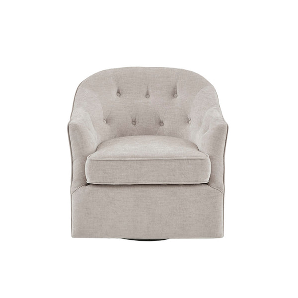 English Elm Calvin Tufted Swivel Chair 360° Rotation, Plush Foam Seat, Solid Wood Frame & Black Metal Base B03549035