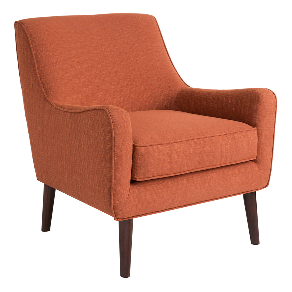 English Elm Mid-Century Madison Park Oxford Accent Chair in Burnt Orange Upholstery with Tapered Espresso Legs, Removable Cushion B03548210