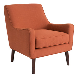 English Elm Mid-Century Madison Park Oxford Accent Chair in Burnt Orange Upholstery with Tapered Espresso Legs, Removable Cushion B03548210
