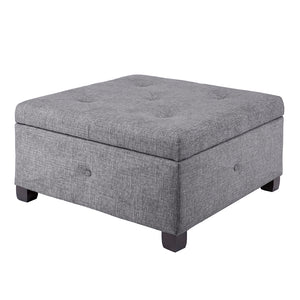 English Elm Soft Close Storage Ottoman with Button-Tufted Upholstery, Espresso Wood Legs, Spacious Blanket Storage Charcoal 30.51 L x 30.51 W x 14.76 H B03548225