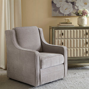 English Elm Harris Grey Swivel Chair with Black Metal Base, Solid Wood Frame, High-Density Foam Comfort B03548626