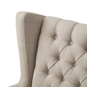 English Elm Chair Button Tufted High Back Accent Seat with Espresso Legs for Living Room B03548247