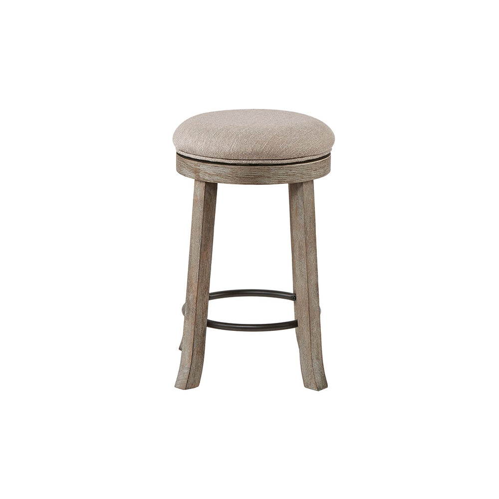 English Elm Swivel INK+IVY Oaktown Counter Stool — Upholstered Rustic Farmhouse Seat, Solid Wood Frame, Swivels smoothly B03548394
