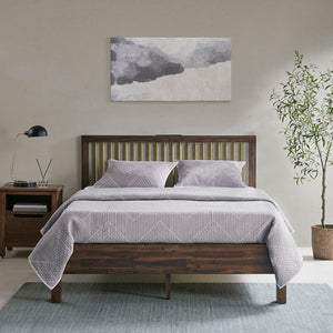 English Elm Queen INK+IVY Mercer Low Profile Platform Bed — Chestnut Wood Grain, Solid Slats, Modern Sleek Design B035S00011