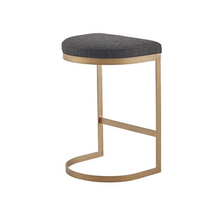 English Elm Counter Stool Madison Park Maison backless upholstered seat with antique gold metal base, modern elegance Charcoal+Antique Gold 15.35 L x 25.8 W x 17.32 H B03548721