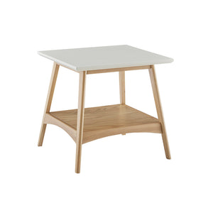 English Elm End Madison Park Parker End Table Mid-Century Two-Tone Solid Wood Frame Off-White Top with Shelf B03548837