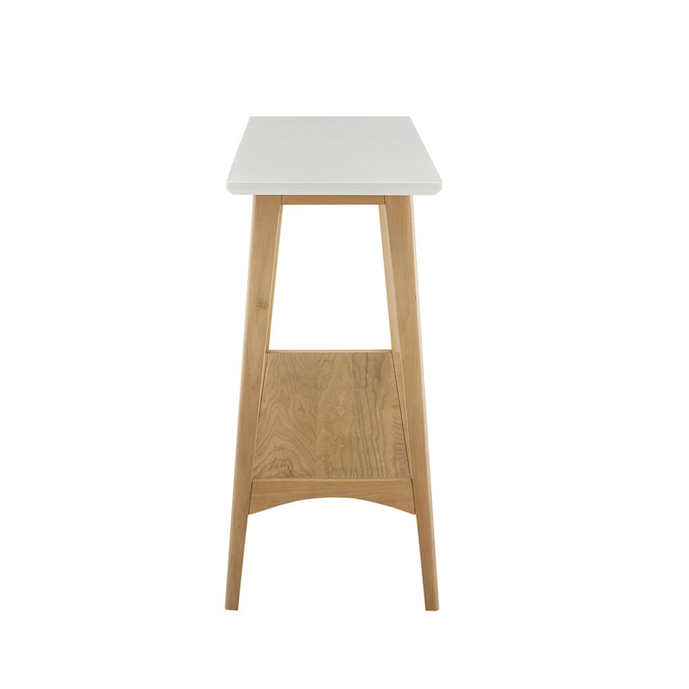 English Elm Console Madison Park Parker Mid-Century Console Table, Two-Tone Off-White Top, Solid Wood Shelf B03548838