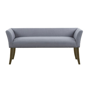 English Elm Accent Welburn Upholstered Bench with Nailhead Trim and Light Wood Legs — Chic Entryway Seat, 49.5"W Slate Blue 20.5 L x 50.5 W x 12.75 H B03548748