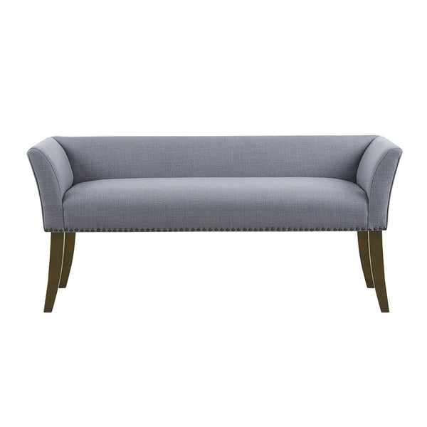 English Elm Accent Welburn Upholstered Bench with Nailhead Trim and Light Wood Legs — Chic Entryway Seat, 49.5"W Slate Blue 20.5 L x 50.5 W x 12.75 H B03548748