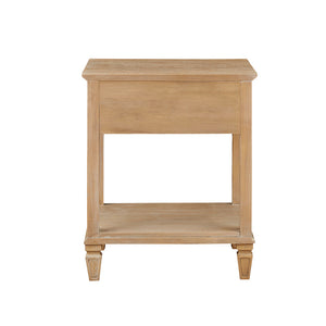 English Elm Victoria Rustic Nightstand with Drawer & Lower Shelf, Light Natural Wood Finish, Sturdy Rubberwood Legs B03548940