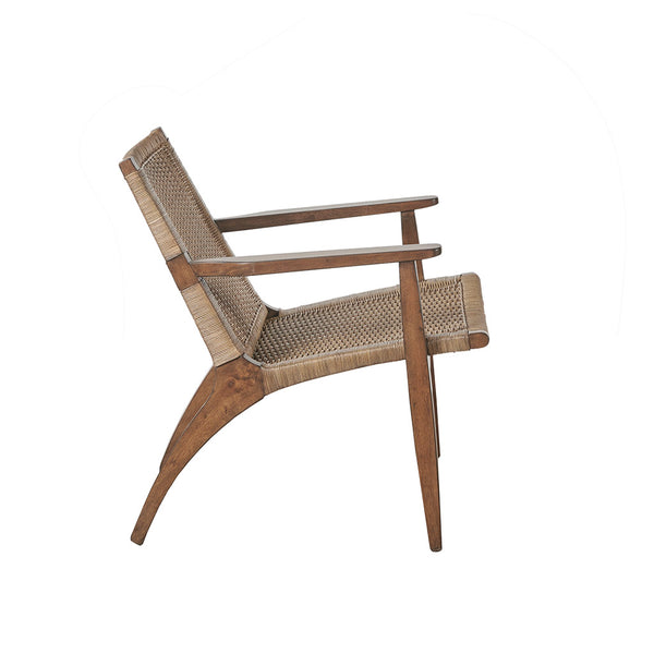 English Elm Clearwater Rattan Accent Chair with Solid Camel Oak Frame, Ergonomic Seat & Mid-Century Stylish Design B03549043