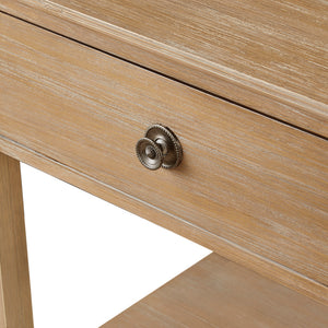 English Elm Victoria Rustic Nightstand with Drawer & Lower Shelf, Light Natural Wood Finish, Sturdy Rubberwood Legs B03548940