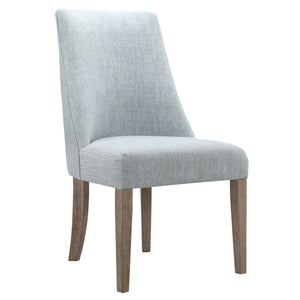 English Elm Upholstered Martha Stewart Winfield dining chair set of 2 — farmhouse reclaimed wood legs, plush foam seats Light Blue 25.75 L x 32.75 W x 27.63 H B03548992