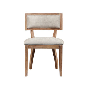 English Elm Dining Chair Marie Set of 2 - Curved Back Wire Brushed Birch Finish, White Ceruse, Upholstered Comfort B03549044