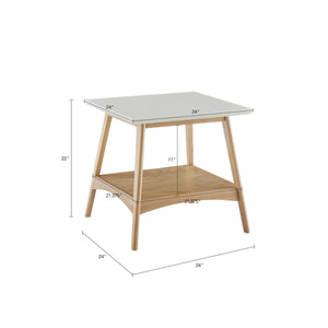 English Elm End Madison Park Parker End Table Mid-Century Two-Tone Solid Wood Frame Off-White Top with Shelf B03548837