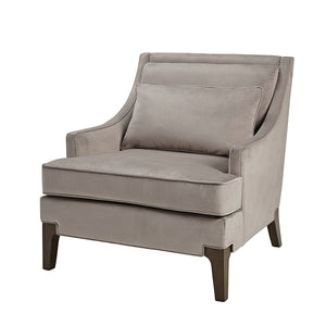 English Elm Anna Solid Wood Accent Chair with Jacquard Upholstery, Foam Cushions, Dark Coffee Finish, 30.75"W B03548948