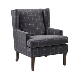 English Elm Decker Solid Wood Accent Chair with Dark Coffee Finish, 6" Foam Cushion, Upholstered Comfort B03548950