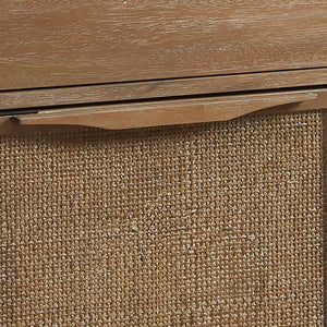 English Elm Palisades Reclaimed Wood 2-Door Woven Accent Chest with Cane Webbing, Hidden Locks & Drawer Storage B03548878