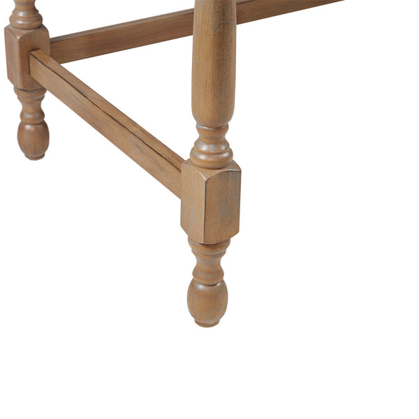 English Elm Solid Wood Tabitha Desk with Reclaimed Natural Finish, Turned Legs, Single Drawer & Metal Glides B03549013