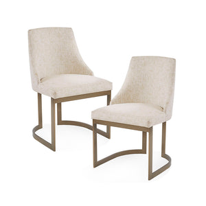 English Elm 21'' Modern Parsons Dining Chairs Set of 2 in Cream Polyester Upholstery with Antique Gold Metal Legs, Comfortable Foam Seats and Sleek Contemporary Design B03548769