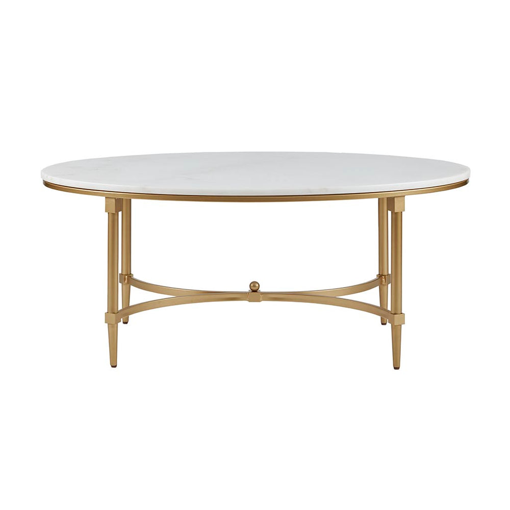 English Elm Coffee Madison Park Signature Bordeaux Coffee Table with White Marble Top and Gold Metal Legs, Glamorous Traditional Accent 24.5"D x 40.5"W x 17.5"H B03548927