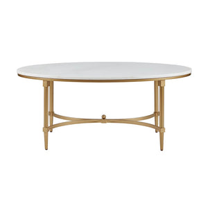 English Elm Coffee Madison Park Signature Bordeaux Coffee Table with White Marble Top and Gold Metal Legs, Glamorous Traditional Accent 24.5"D x 40.5"W x 17.5"H B03548927