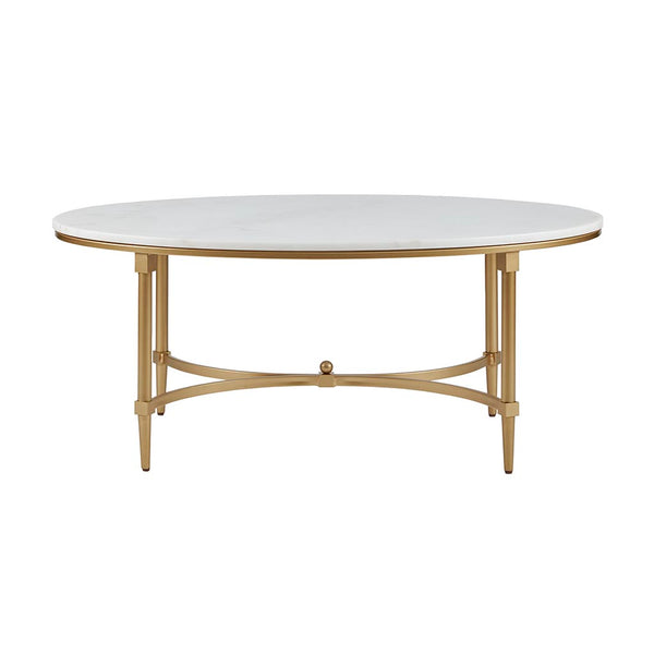 English Elm Coffee Madison Park Signature Bordeaux Coffee Table with White Marble Top and Gold Metal Legs, Glamorous Traditional Accent 24.5"D x 40.5"W x 17.5"H B03548927