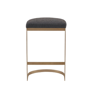 English Elm Counter Stool Madison Park Maison backless upholstered seat with antique gold metal base, modern elegance Charcoal+Antique Gold 15.35 L x 25.8 W x 17.32 H B03548721