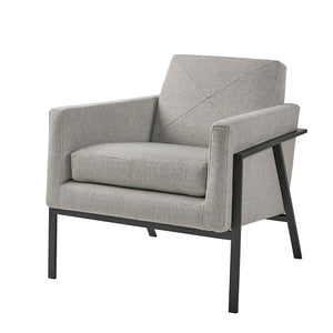 English Elm Brayden Accent Chair with Iron-Finish Metal Legs, Foam Cushion, Solid Wood Frame, Modern Comfort B03548549