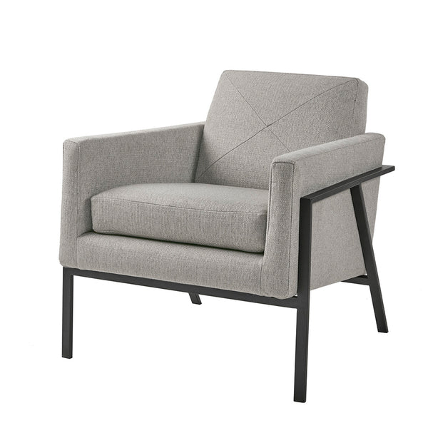 English Elm Brayden Accent Chair with Iron-Finish Metal Legs, Foam Cushion, Solid Wood Frame, Modern Comfort B03548549