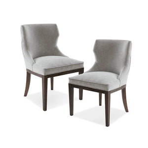 English Elm Hutton Upholstered Dining Side Chair Set of 2 — Grey Polyester, Burnt Walnut Legs, High-Density Foam Comfort B03548906