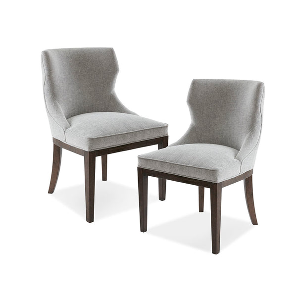 English Elm Hutton Upholstered Dining Side Chair Set of 2 — Grey Polyester, Burnt Walnut Legs, High-Density Foam Comfort B03548906