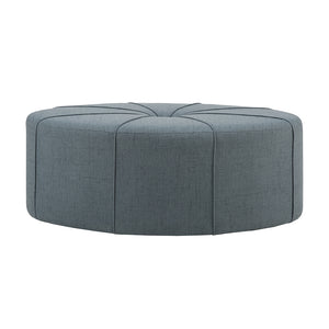 English Elm 48" Ferris Oversized Oval Ottoman in Charcoal Flannel Polyester with Button Tufting and Welting Blue 33 L x 49 W x 18.7 H B03548601