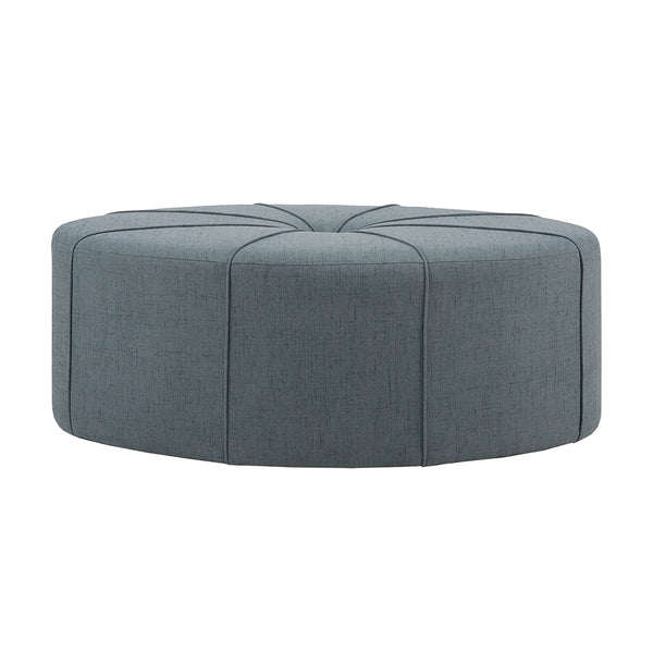 English Elm 48" Ferris Oversized Oval Ottoman in Charcoal Flannel Polyester with Button Tufting and Welting Blue 33 L x 49 W x 18.7 H B03548601