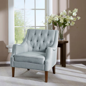 English Elm Button Tufted Accent Chair Madison Park Qwen Upholstered Soft Polyester Removable Cushion Dark Legs B03548558