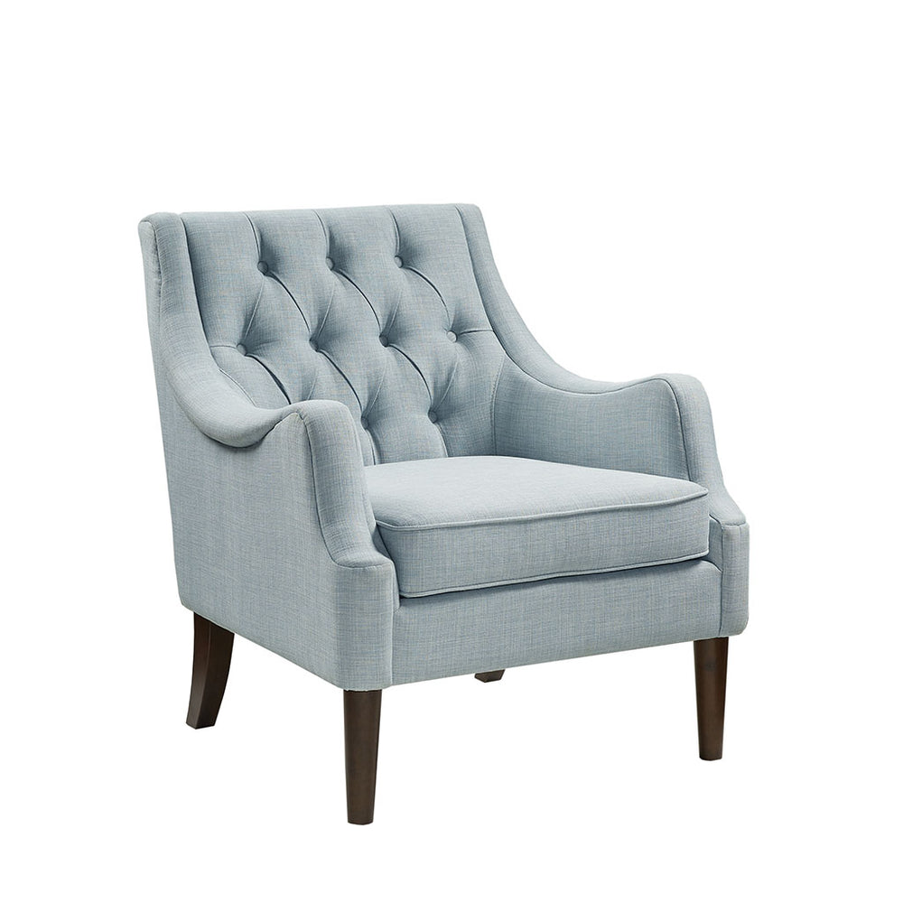 English Elm Button Tufted Accent Chair Madison Park Qwen Upholstered Soft Polyester Removable Cushion Dark Legs B03548558