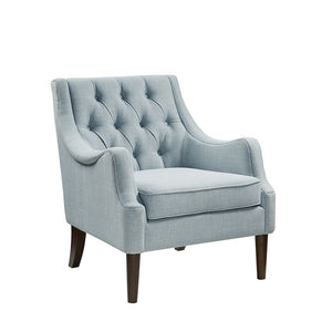 English Elm Button Tufted Accent Chair Madison Park Qwen Upholstered Soft Polyester Removable Cushion Dark Legs B03548558