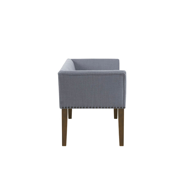English Elm Accent Welburn Upholstered Bench with Nailhead Trim and Light Wood Legs — Chic Entryway Seat, 49.5"W Slate Blue 20.5 L x 50.5 W x 12.75 H B03548748