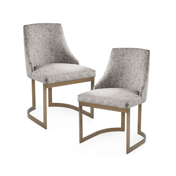 English Elm Bryce Grey Upholstered Dining Chairs Set of 2 with Antique Gold Metal Legs, Modern Chic Comfort B03548772