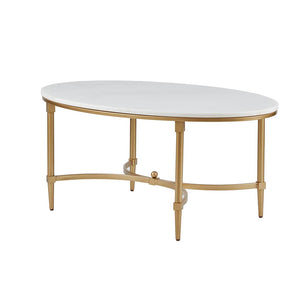 English Elm Coffee Madison Park Signature Bordeaux Coffee Table with White Marble Top and Gold Metal Legs, Glamorous Traditional Accent 24.5"D x 40.5"W x 17.5"H B03548927