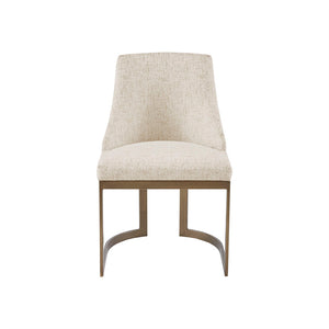 English Elm 21'' Modern Parsons Dining Chairs Set of 2 in Cream Polyester Upholstery with Antique Gold Metal Legs, Comfortable Foam Seats and Sleek Contemporary Design B03548769