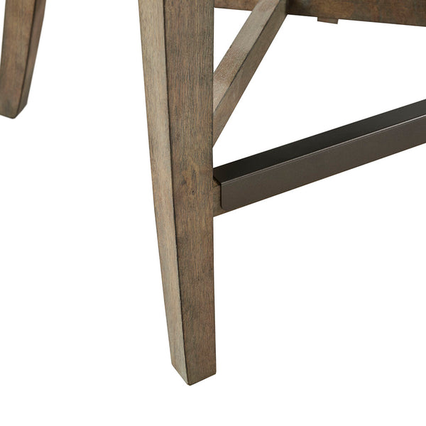 English Elm Counter Stool Carson Upholstered Swivel Wingback with Reclaimed Grey Legs and Bronze Kickplate Elegance LIGHT GREY 24 L x 30 W x 27.5 H B03548714