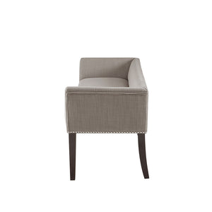 English Elm Accent Welburn Upholstered Bench with Nailhead Trim and Light Wood Legs — Chic Entryway Seat, 49.5"W Grey 20.5 L x 50.5 W x 12.75 H B03548744